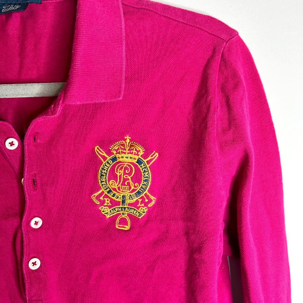 Ralph Lauren The Skinny Polo Y2K Embroidered Monogram Preppy Long Sleeve Sz XL - Picture 3 of 4